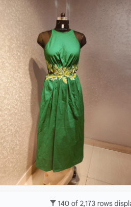 GREEN WAIST CUTOUT MIDI EMBROIDERED DRESS