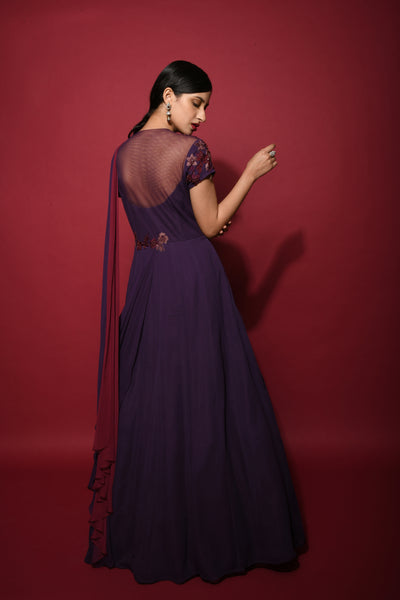 Ombre Purple Voilet Draped Gown