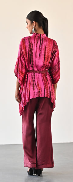 ASYMMETRIC PINK SHIBORI TOP AND BOTTOM