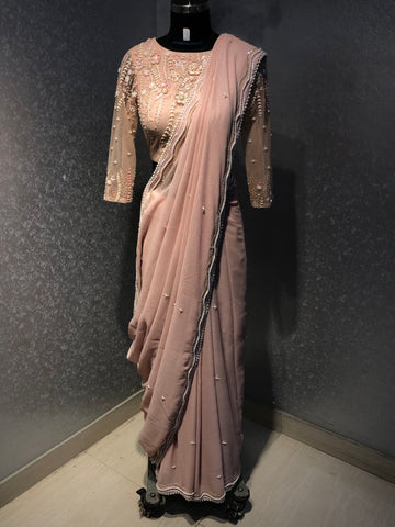 BLUSH PINK PEARL BLOUISE WITH SAREE