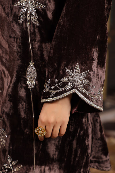 ASH TROPOCAL EMBROIDERED VELVET KURTA SET