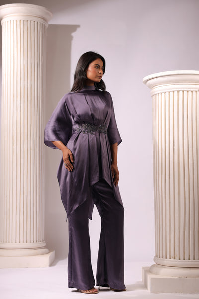 VIOLET INDOWESTREN CO ORD SET WITH EMBROIDERY AROUND THE WAIST