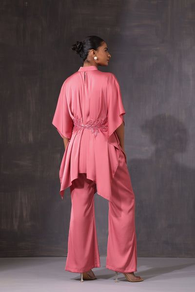 ROSE PINK INDOWESTERN CO ORD SET  WITH EMBROIDERY AROUND THE WAIST