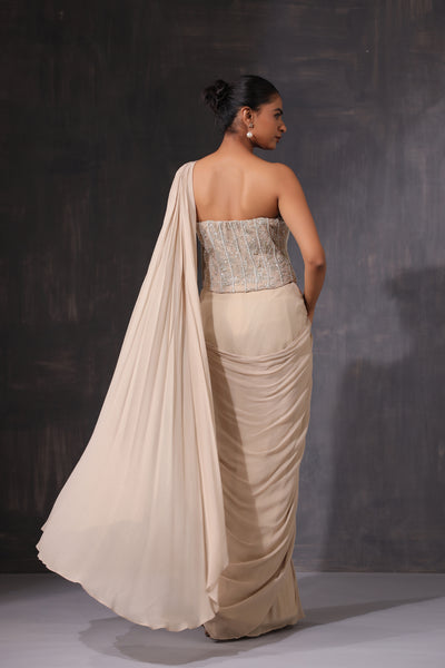 EMBROIDERED CORSET DRAPE SAREE