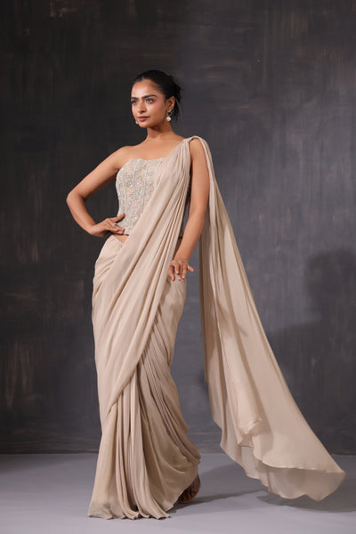 EMBROIDERED CORSET DRAPE SAREE