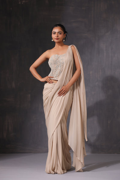 EMBROIDERED CORSET DRAPE SAREE