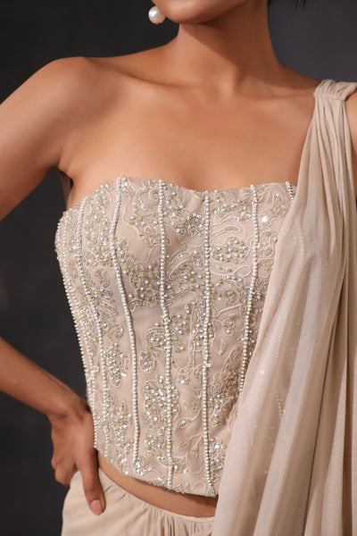 EMBROIDERED CORSET DRAPE SAREE