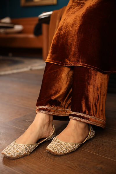 BROWN VELVET KURTA SET