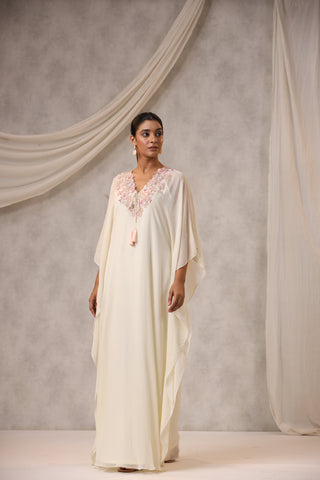 OFF WHITE EMBROIDERED KAFTAN