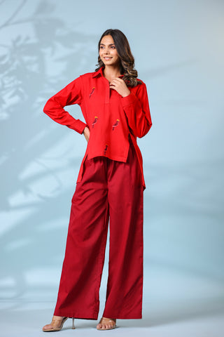 Red Maroon Co Ord Set