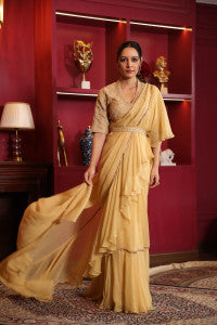 BEIGE DRAPE SAREE