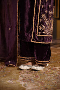 WINE VELVET KURTA SET