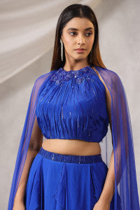 Electric blue Ruffle Lehenga Set