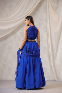 Electric blue Ruffle Lehenga Set