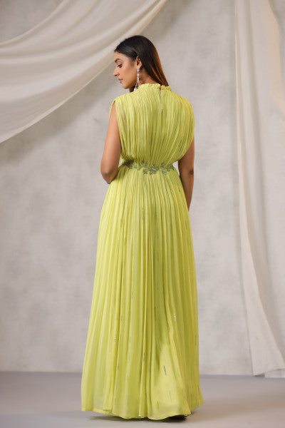 LIME GREEN GEORGETTE GOWN