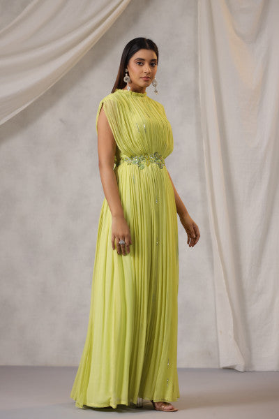 LIME GREEN GEORGETTE GOWN