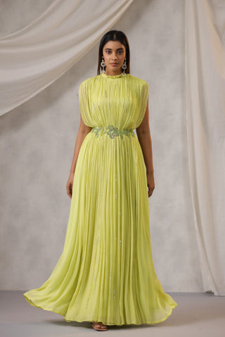 LIME GREEN GEORGETTE GOWN