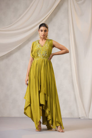 LIME GREEN SATIN DRESS