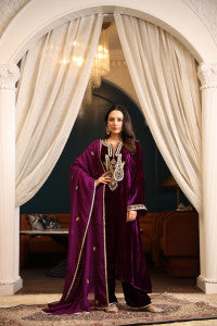 VELVET WINE KURTA SET