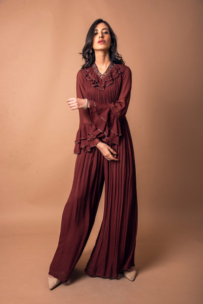 Frill Gathered Jumpsuit