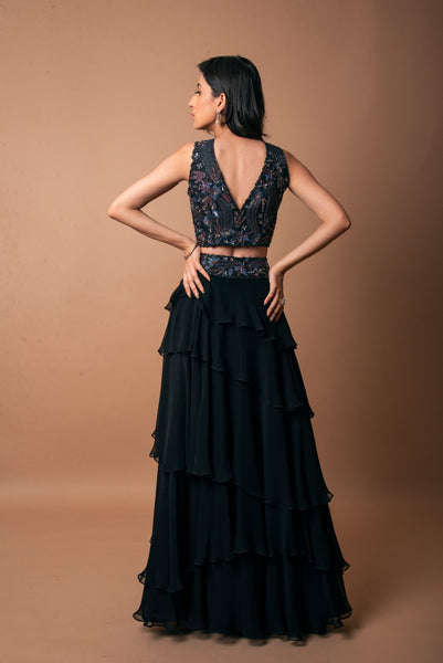 Asymmetric Tiered lehenga