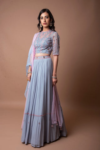 Lehenga with crop top with dupatta