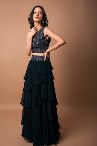 Asymmetric Tiered lehenga