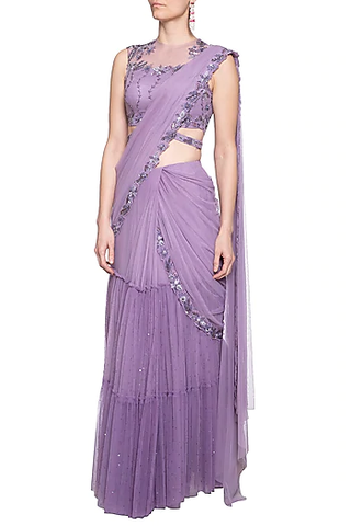 Lavender Tiered Saree