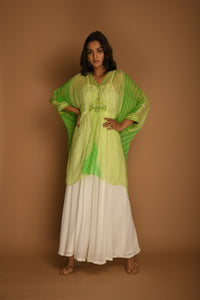 Leheriya lime green kaftan tunic set