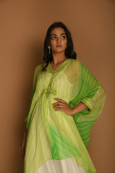 Leheriya lime green kaftan tunic set