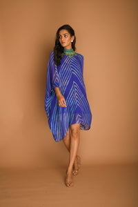 Electric blue leheriya Kaftan tunic