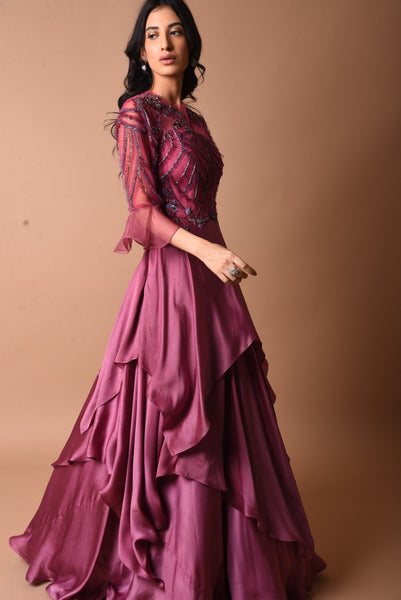 ROSE PINK RUFFLE GOWN