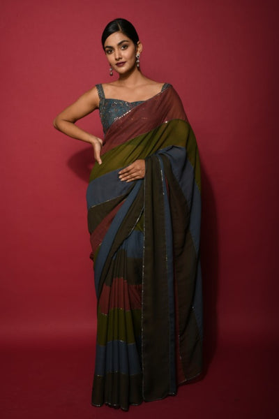 Multicolored Panal Saree