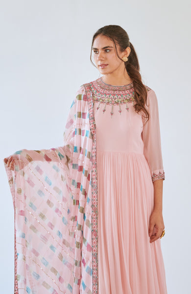 BABY PINK GOWN WITH DUPATTA