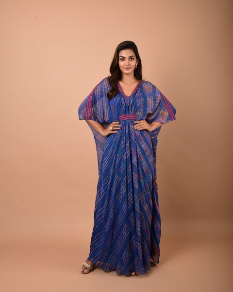 Pigeon blue Leheriya Kaftan Tunic