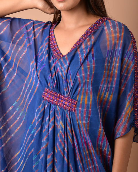 Pigeon blue Leheriya Kaftan Tunic