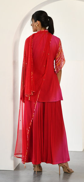 RED PINK SHARARA SET