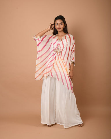 Leheriya offwhite multi kaftan tunic set