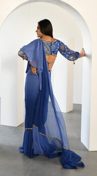 BLUE DRAPE SAREE