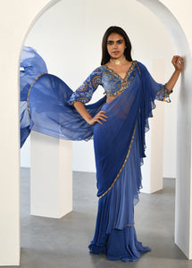 BLUE DRAPE SAREE