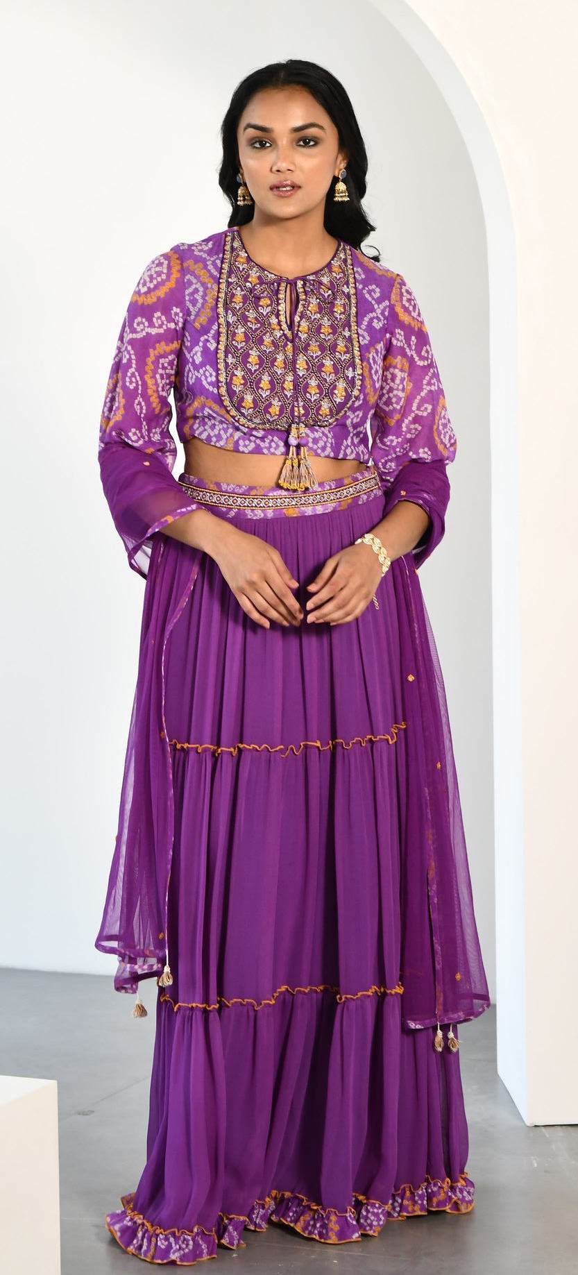 PURPLE  BANDHEJ LEHENGA