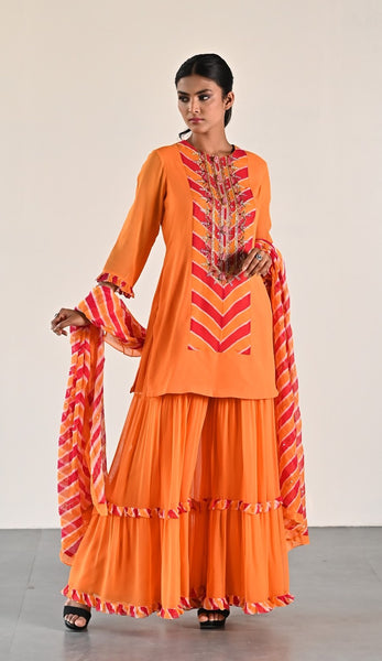 MANGO YELLOW SHARARA SET