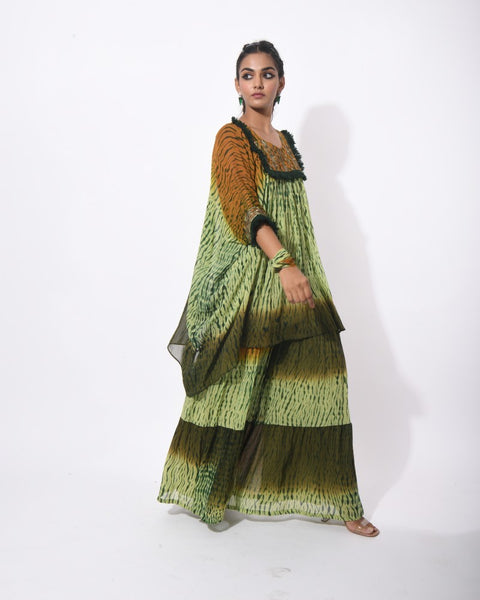 SHIBORI OLIVE SHARARA SET