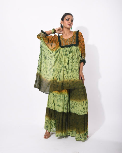 SHIBORI OLIVE SHARARA SET