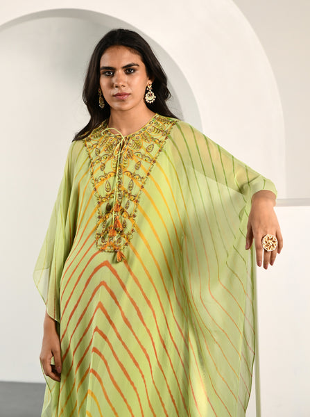 LIME GREEN LEHERIYA TUNIC