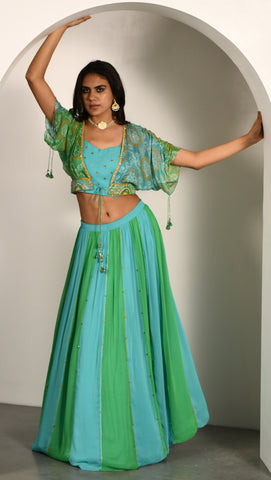 TURQ GREEN LEHENGA