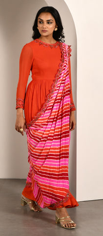 ORANGE PINK MAROON GOWN