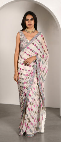 OFFWHITE MULTI  COLOR SAREE