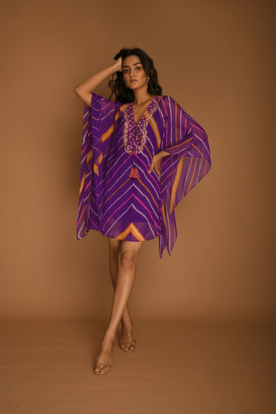 Purple pink white leheriya Kaftan tunic tops