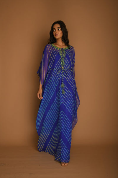 Blue leheriya kaftan tunic